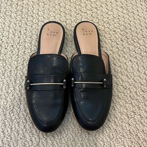 Black Loafers with gold hardware